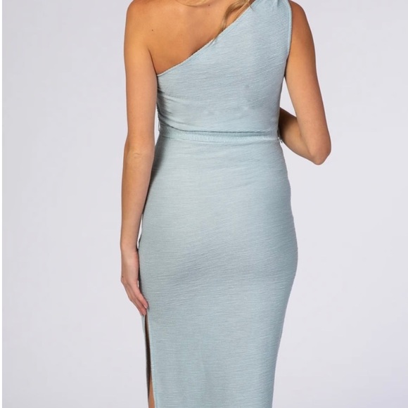 One Shoulder Powder Blue Dress by Pinkblush - Picture 3 of 3